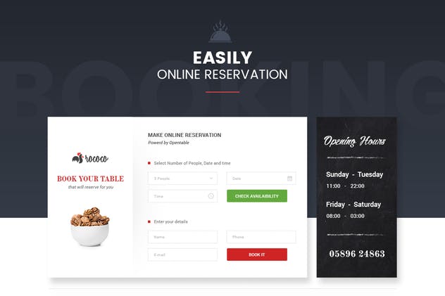 餐厅、咖啡厅和食品店网站UI套件UI模板 Rococo Restaurant Web UI Kit插图(2)