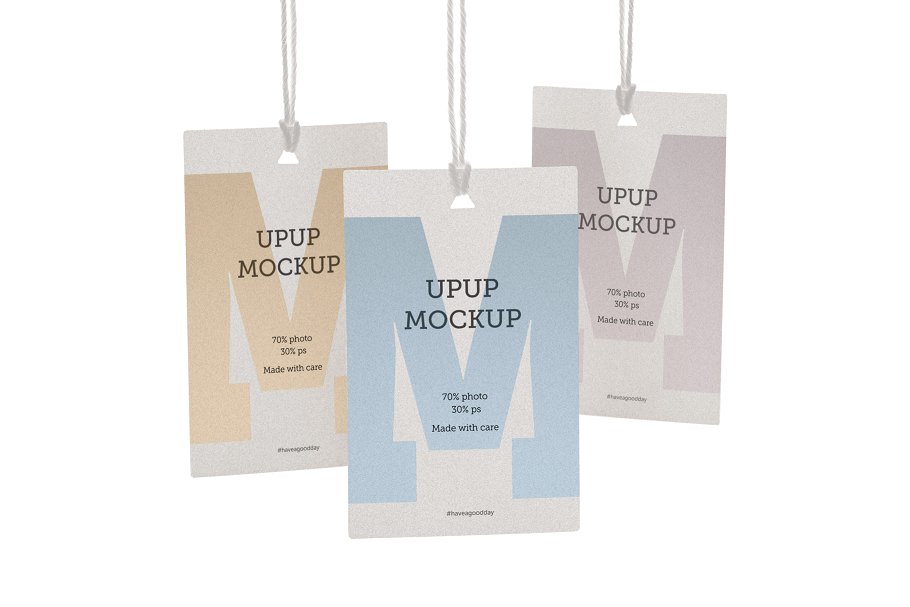 服装挂牌吊牌标签样机模板 Clothes label tag blank white mockup插图