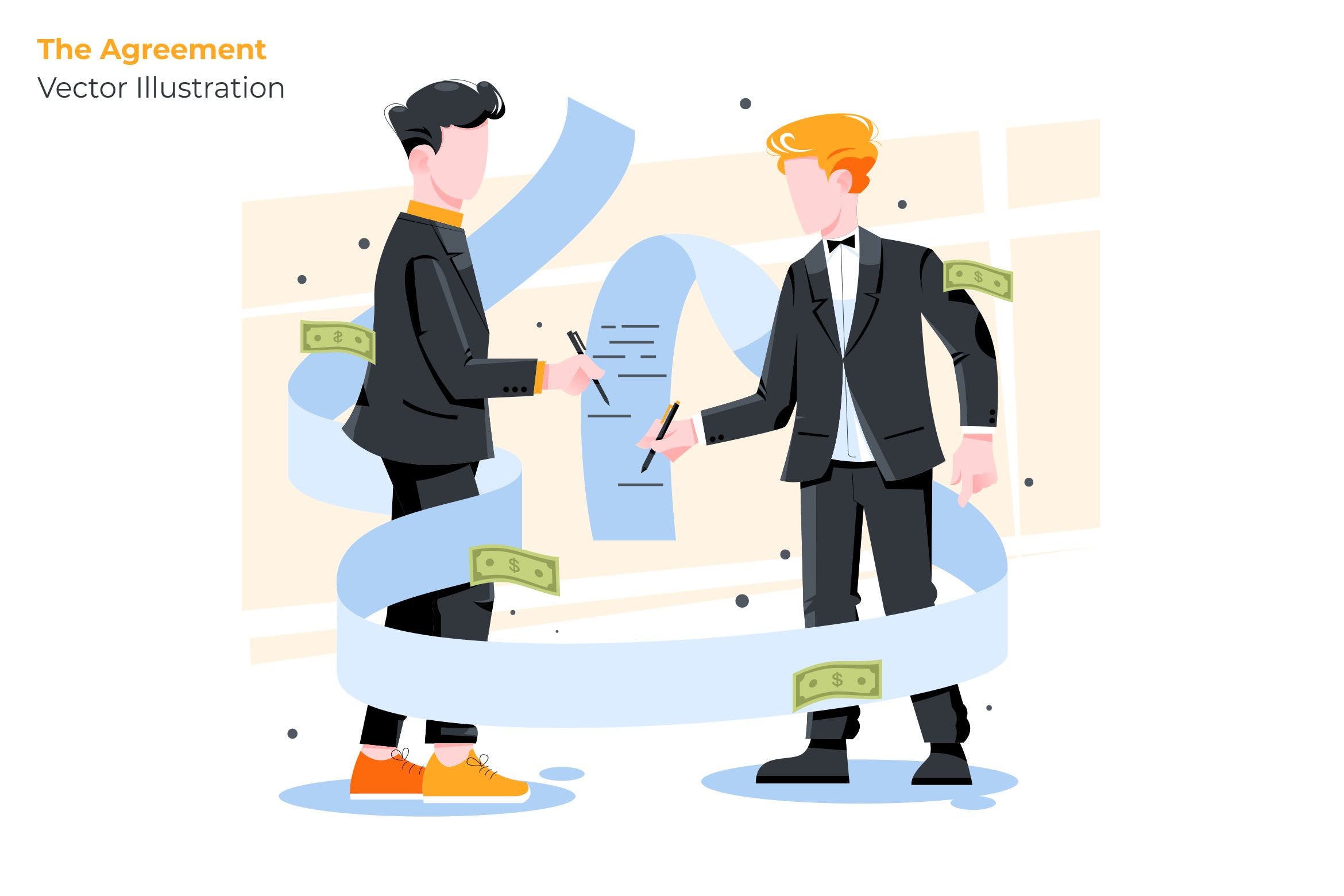 签约场景矢量插画素材库精选设计素材 The Agreement – Vector Illustration插图