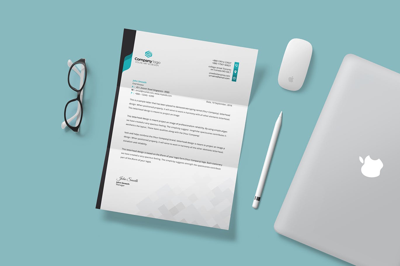 矢量可定制设计企业信纸模板 Letterhead插图(4)