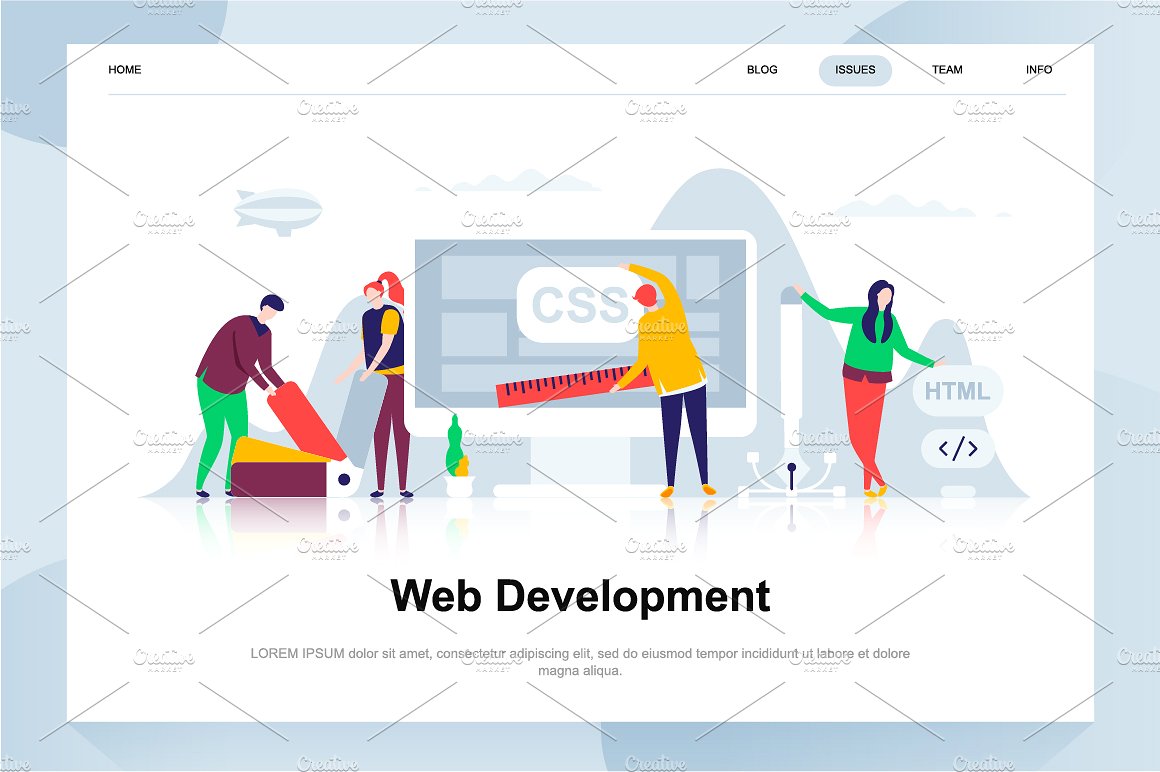 现代化扁平设计理念Web仪表盘登录页面模板 Landing Page Templates插图(9)