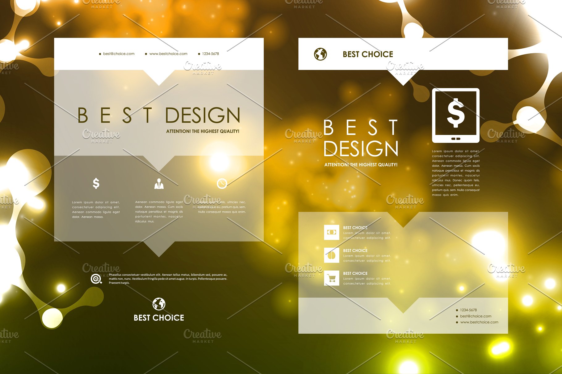 荧光DNA链条抽象图形画册模板 Set of Beautiful Brochures插图(17)