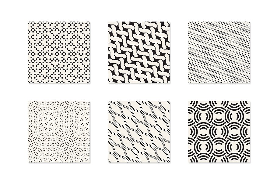 简约无缝几何图案纹理 Minimalist Seamless Patterns Set插图(5)