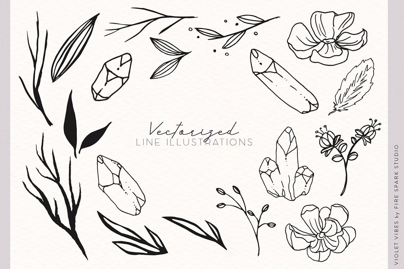 紫罗兰色时尚水彩手绘设计套件 Violet Vibes Graphic Art Kit插图(3)