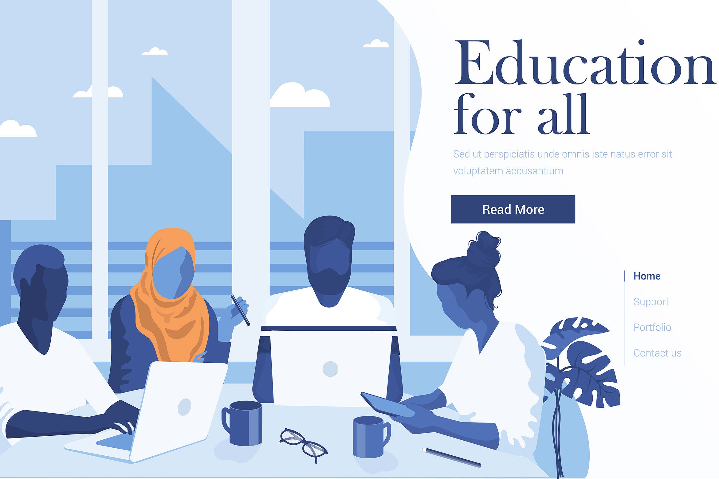 在线教育培训扁平化现代设计概念插画 Flat Modern design Illustration of Education插图