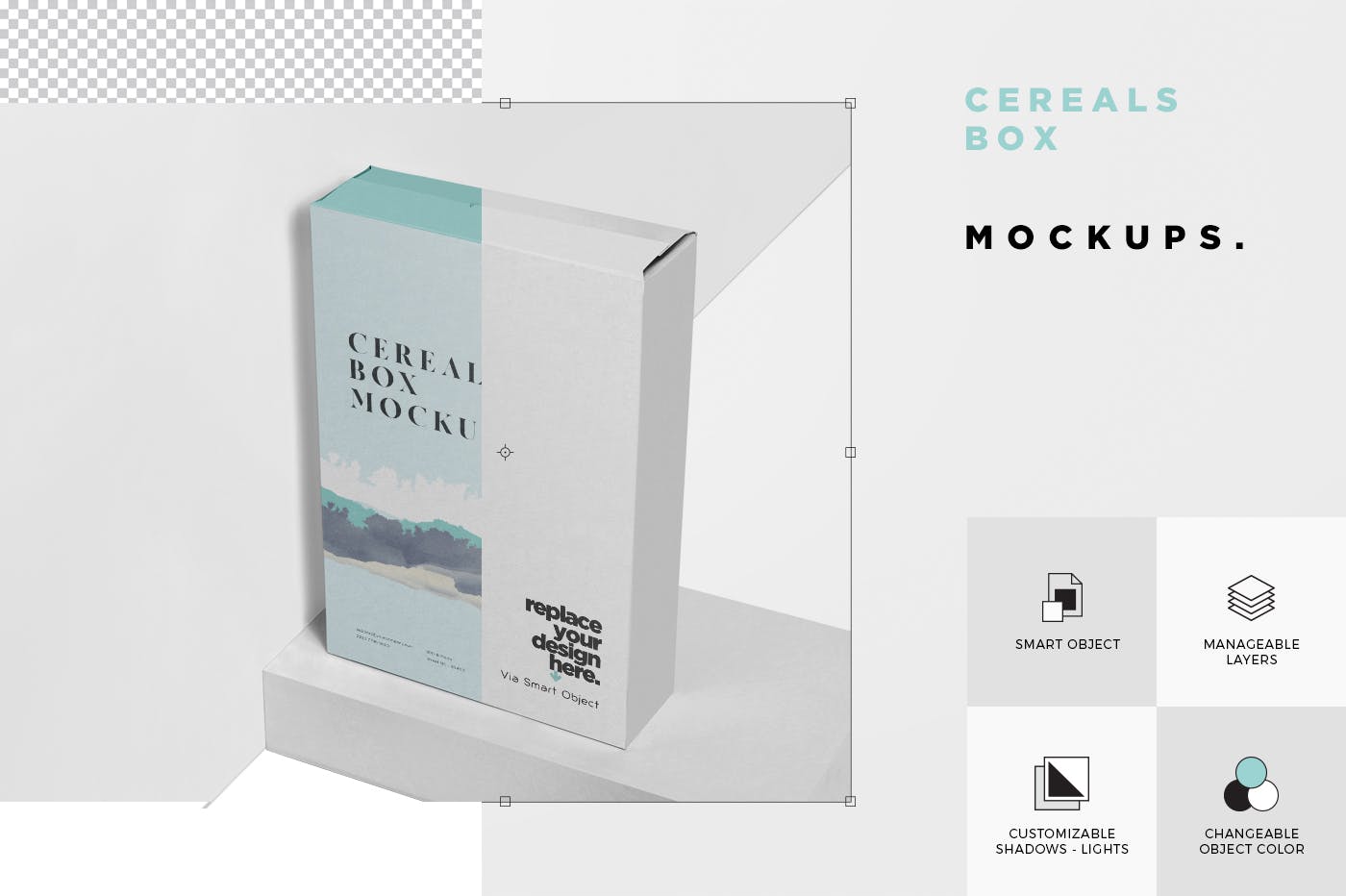 大尺寸麦片盒包装外观设计素材库精选 Cereals Box Mockup – Big Size in Rectangular Shape插图(6)