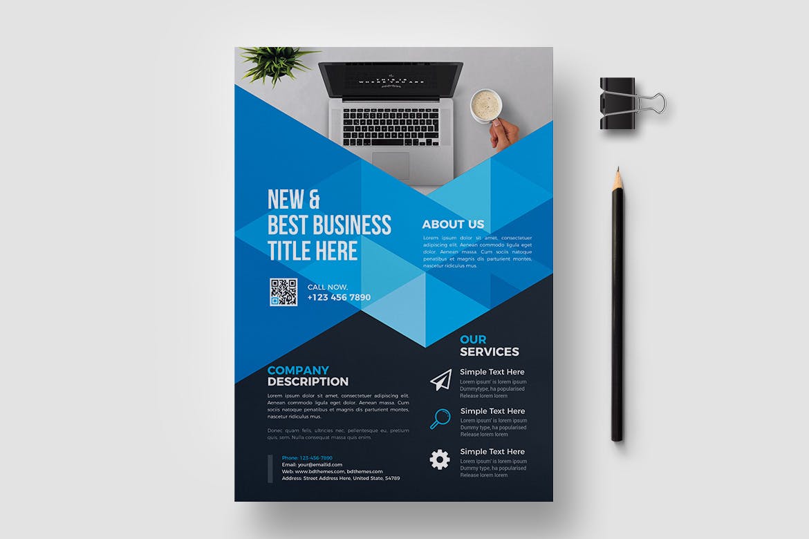 商务风格企业宣传传单设计模板04 Business Flyer Template 04插图(1)