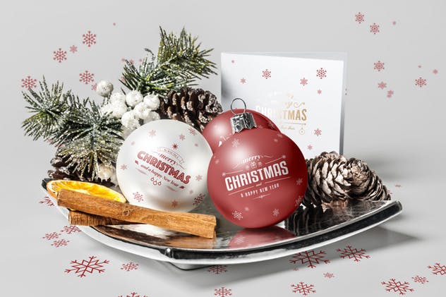 圣诞球外观图案设计效果图样机素材库精选 Christmas Ball Mock-up插图(7)