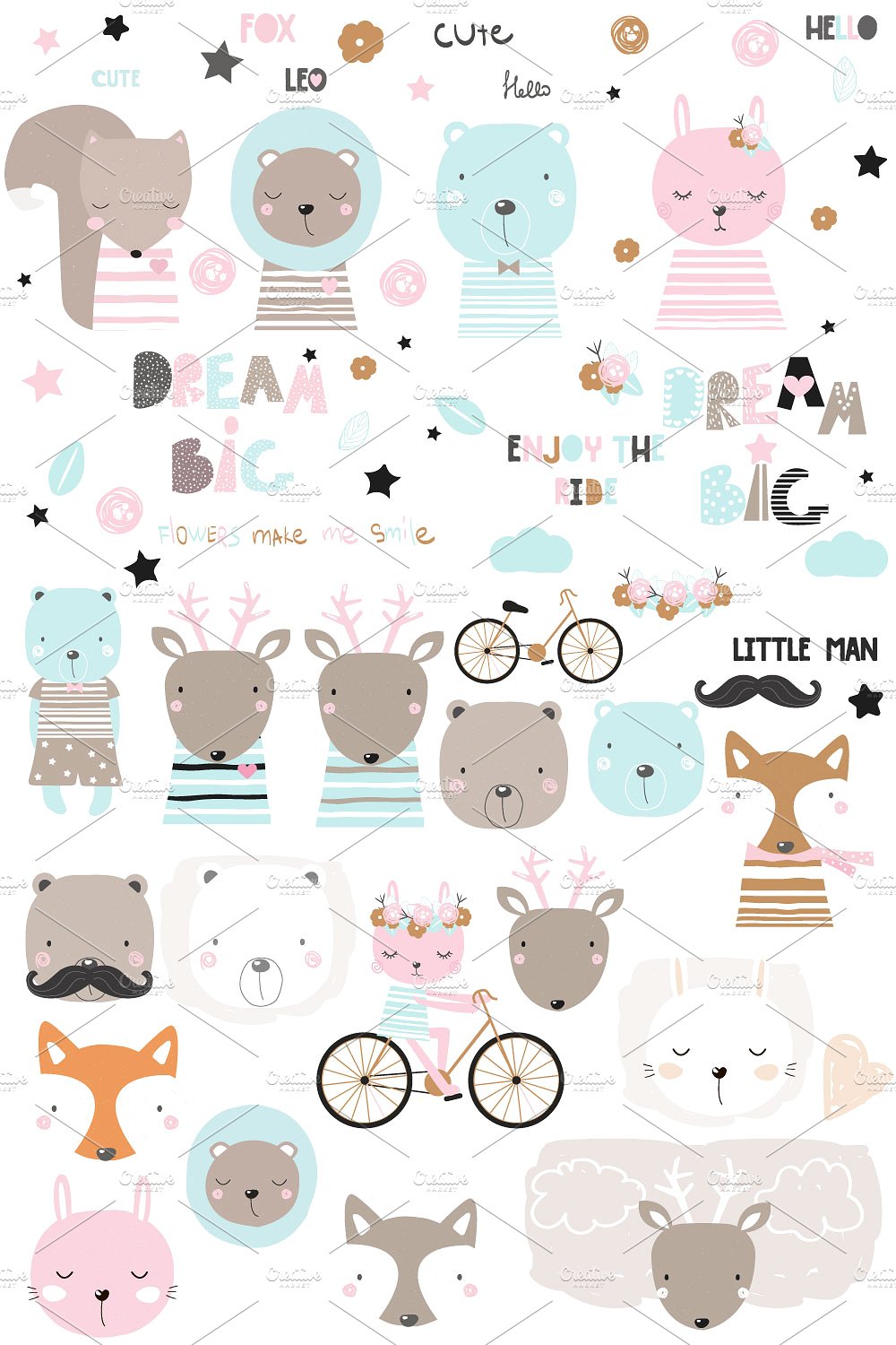 可爱柔和的手绘卡通动物矢量素材合辑下载[ai,eps,png,jpg]插图(6)