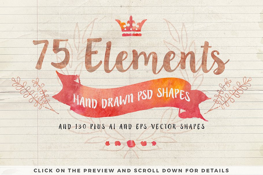 手绘水彩素材大合集[图形、笔刷、样式&元素] Watercolor & Elements Toolkit插图(2)