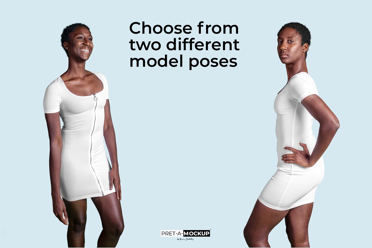 拉链紧身连衣裙服装样机插图(1)