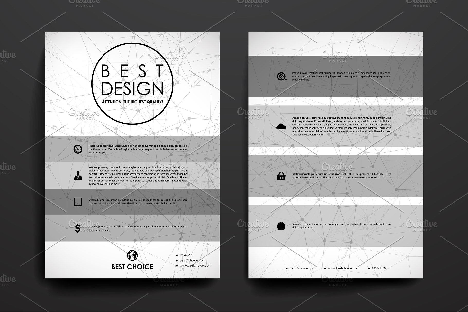 分子结构几何图形小册子画册模板 Brochures. Molecular structure style插图(2)