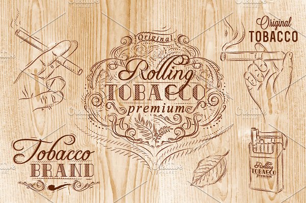 复古烟草黑板粉笔画 Tobacco vintage插图(3)