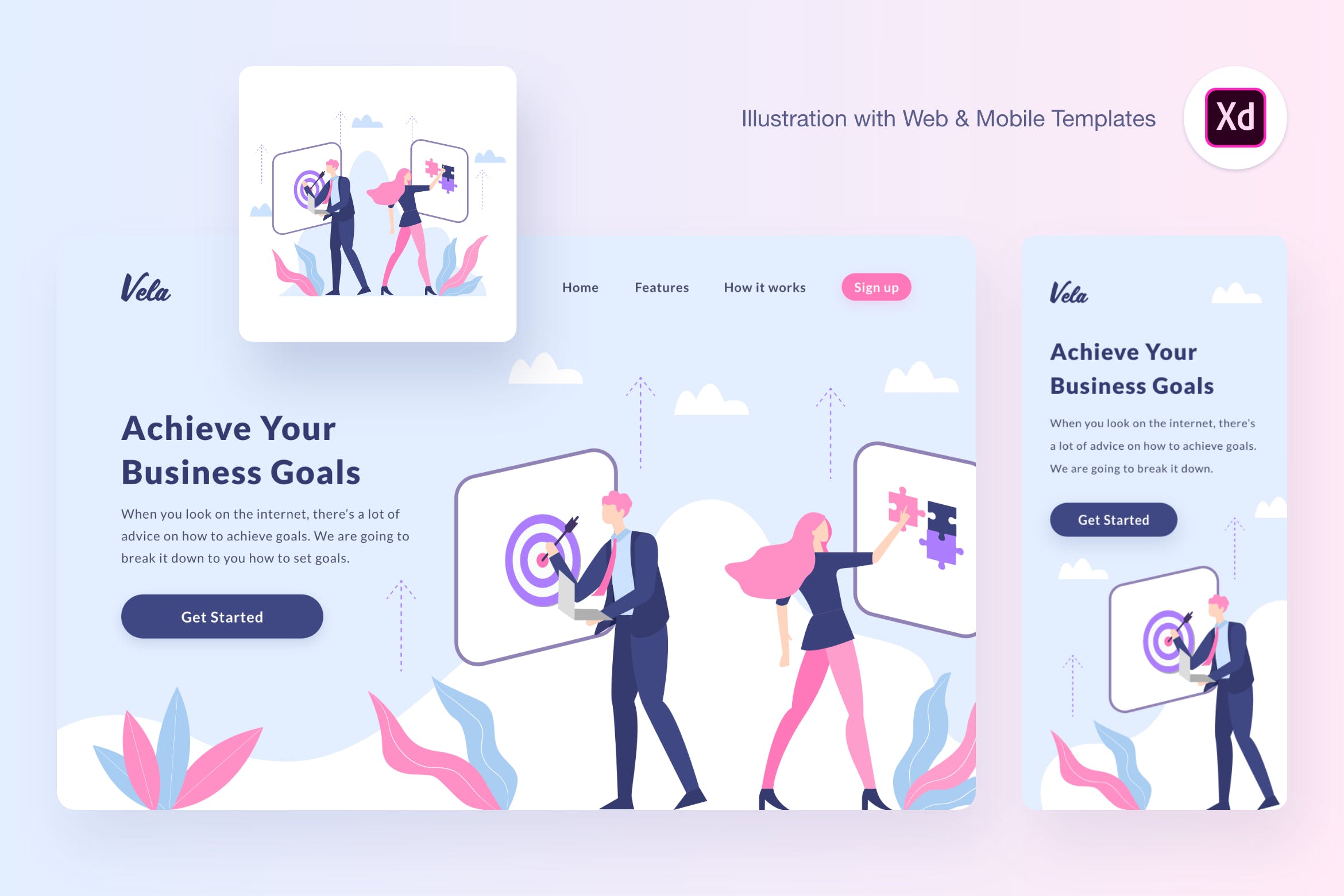 工作任务说明主题矢量插画[XD&SVG] Vela mission illustration (Adobe XD, SVG)插图