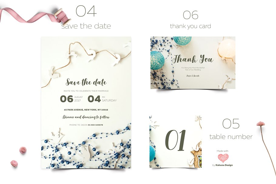 婚礼邀请物料设计模板套装 Wedding Invitation Suite插图(2)