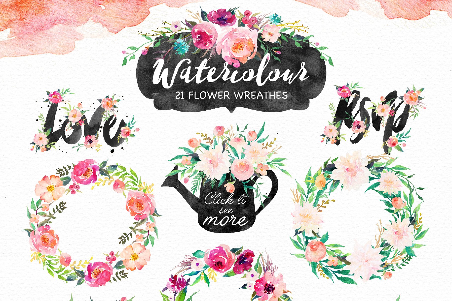 手绘水彩DIY素材包 Watercolor  DIY pack Vol.4插图(2)