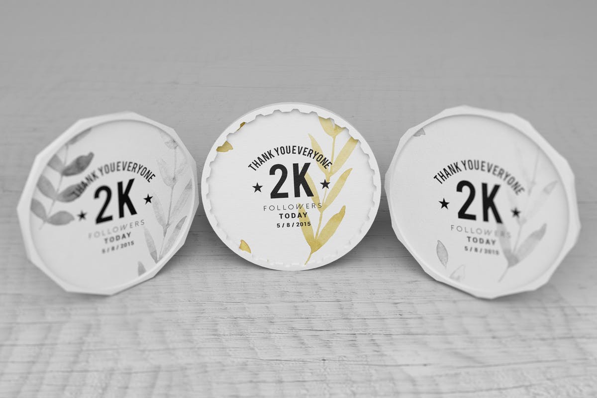 简约酒杯/咖啡杯垫样机V2 Coaster Mockups V2插图