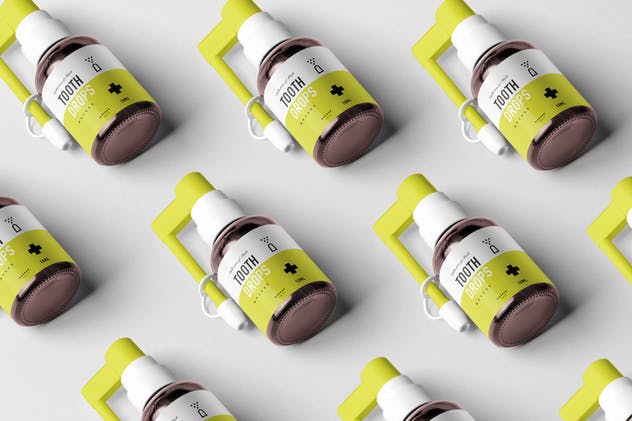 牙齿滴涂器滴瓶口腔药物包装样机模板 Tooth Drops Applicator Mock-up插图(6)