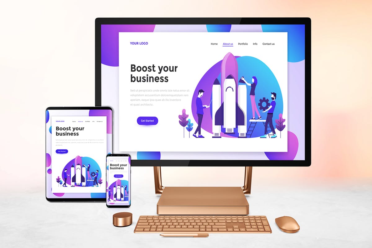跨平台设计项目展示样机合集 Responsive Screens Mockup插图