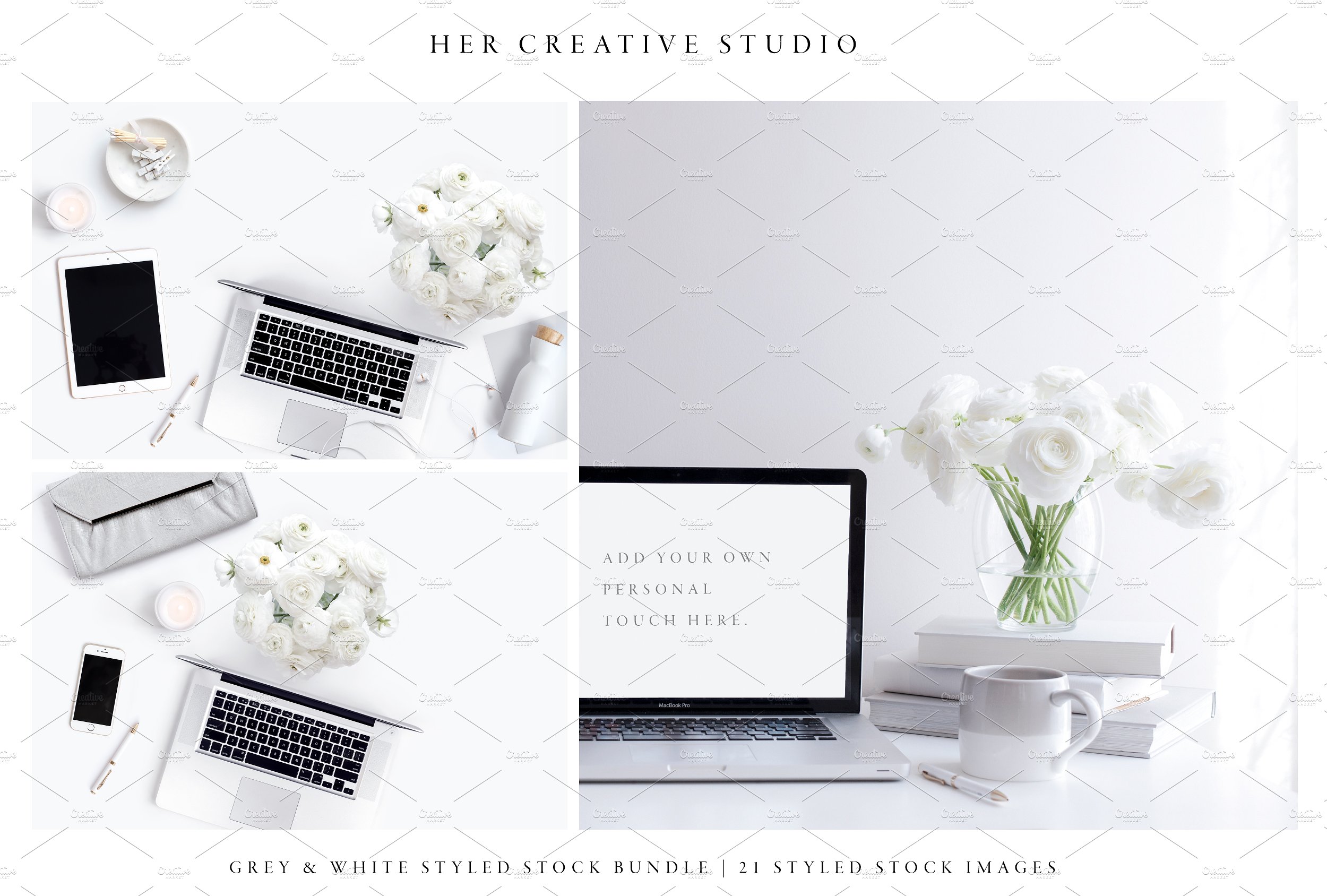 现代简约风格灰白配色场景模板 White & Grey Styled Stock Bundle插图(1)