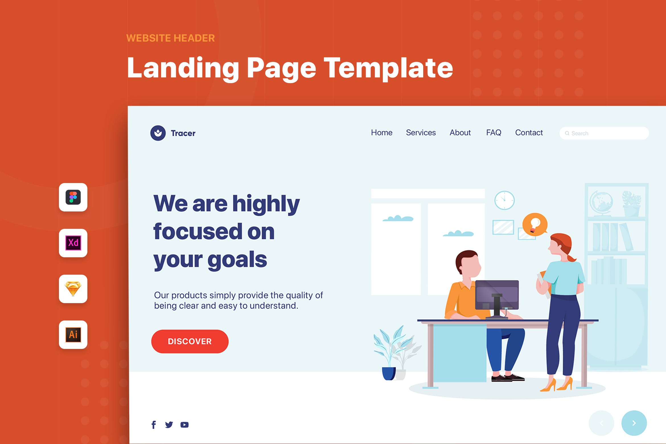 老板&员工对话场景网页Banner&落地页设计素材库精选 Boss and Employee – Web Banner Landing Page插图