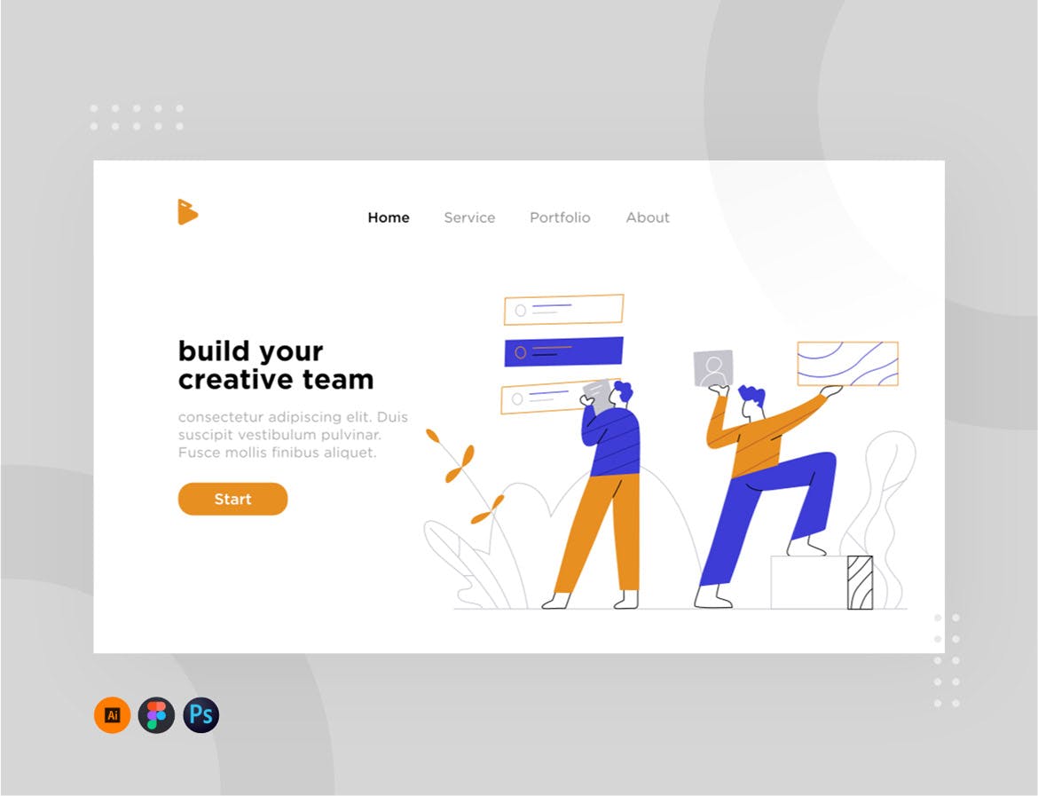 团队协作网站设计概念插画设计素材 Team work illustration for website 1.2插图(1)
