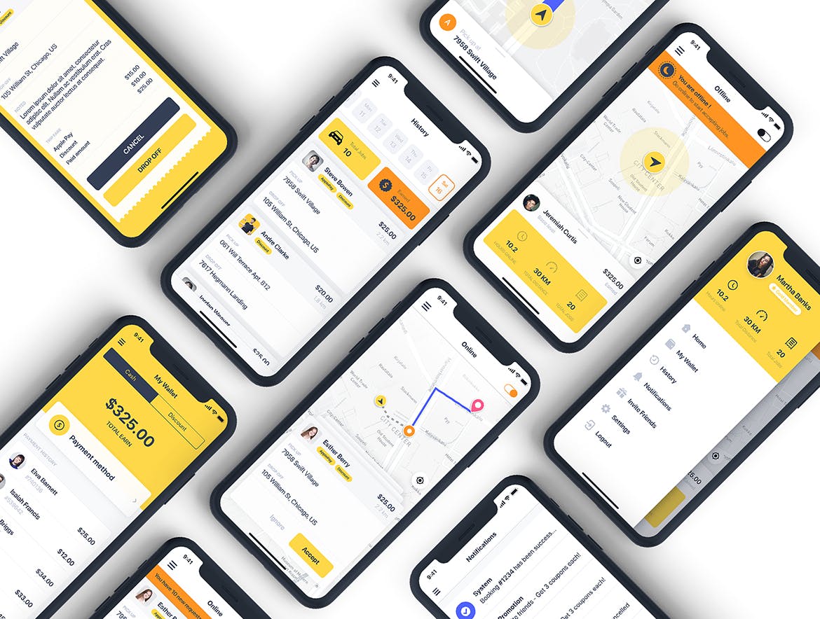 类滴滴出行出租车/网约车打车软件UI设计XD模板 Taxi Driver Booking UI Kit for ADOBE XD插图(6)