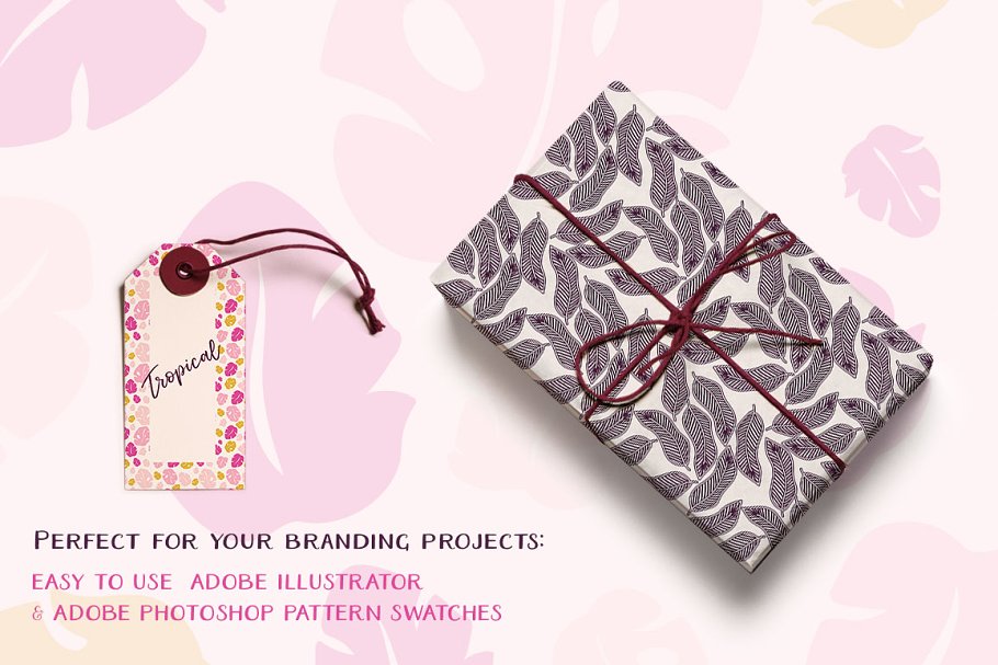 热带丛林手绘树叶无缝图案 Tropical Patterns插图(2)