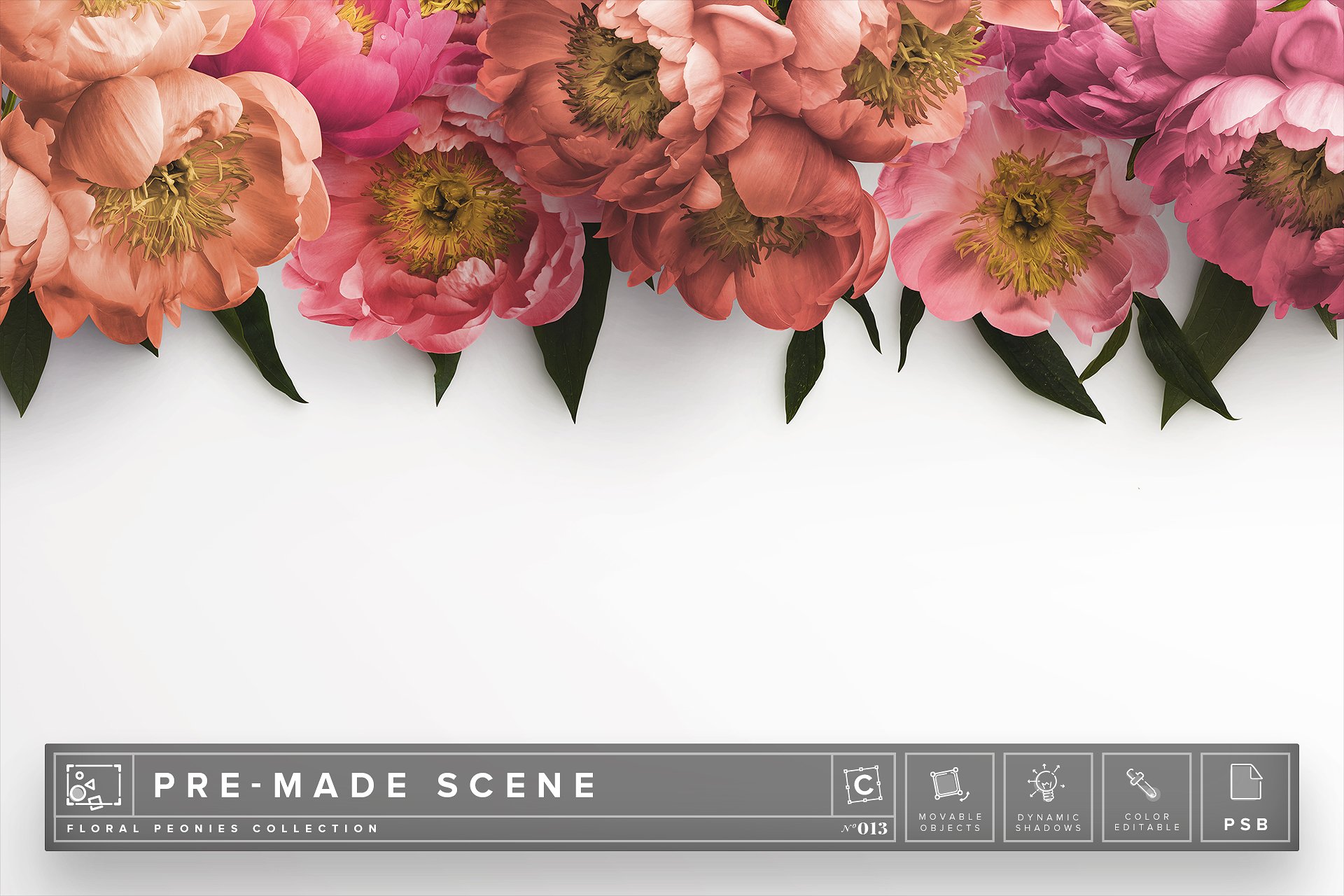 牡丹花装饰场景样机模板 Floral Peonies Mockup Scene #013插图