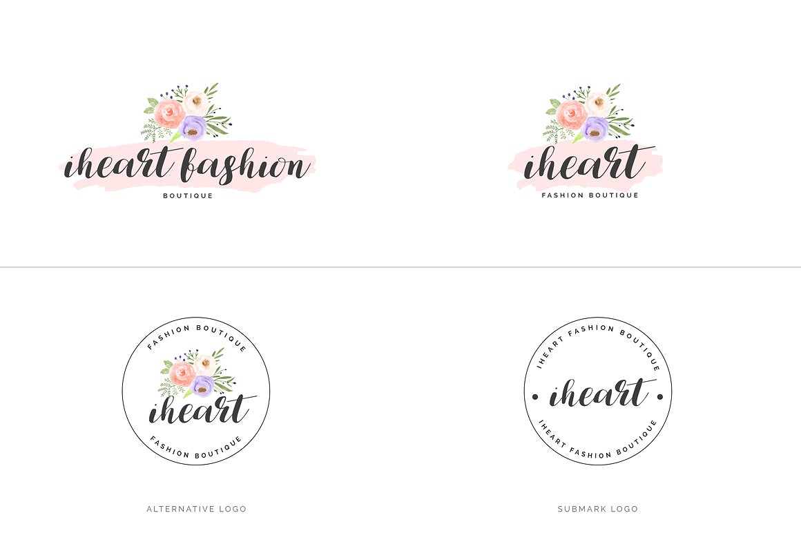 超级水彩风 Logo 设计素材包 Watercolor Premade Branding Logo Kit [模板、纹理&元素]插图(30)