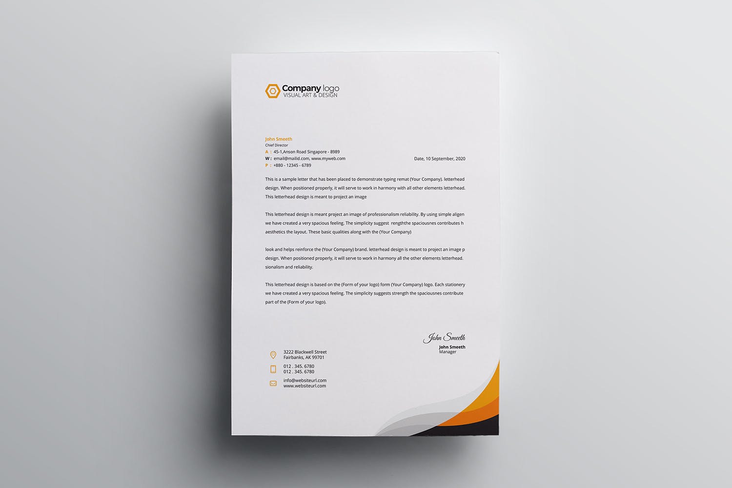 简约风企业信笺信纸设计模板 Letterhead插图(2)