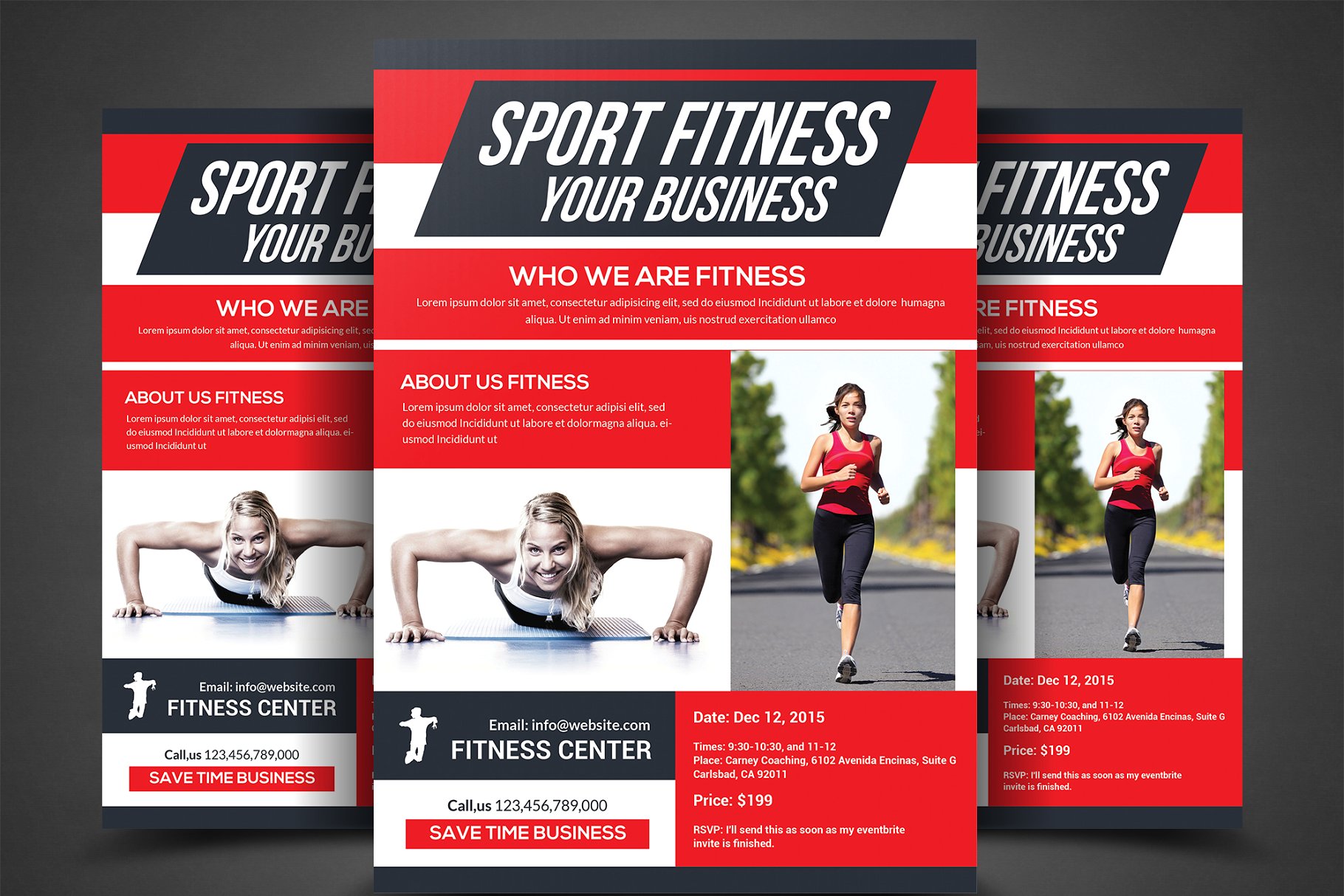健身俱乐部宣传传单模板 Fitness / Gym Flyer Bundle Template插图(4)
