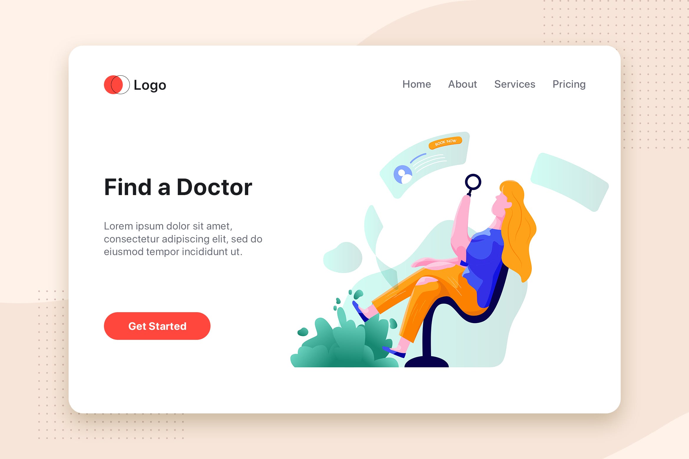 网上找医生服务场景矢量素材库精选概念插画 Find a doctor service Illustration concept插图