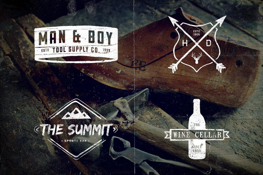 9款手绘复古Logo设计模板 9 Hand Drawn Vintage Logos插图(1)