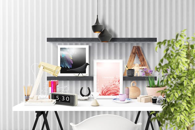 办公场景油画艺术品照片框架样机 Frame Creator Mockups插图(5)