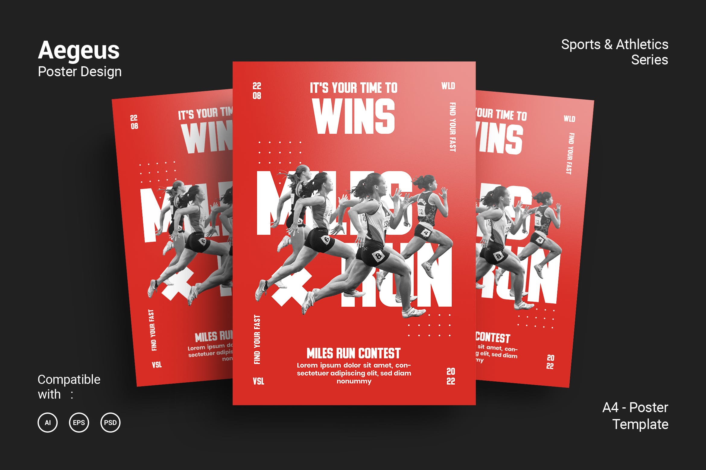 跑步运动海报PSD素材素材库精选模板 Aegeus Poster Design插图