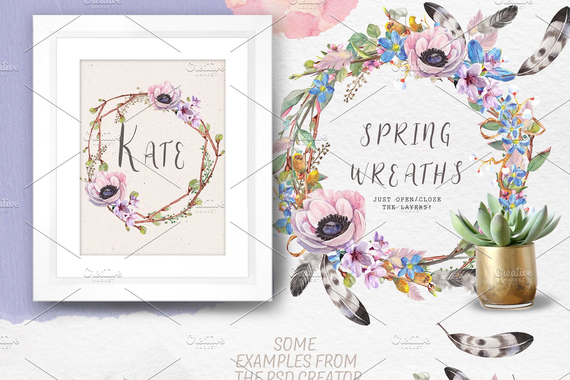 极力推荐：“春暖花开”水彩花卉设计素材包 "Spring bloom" 80 png插图(7)