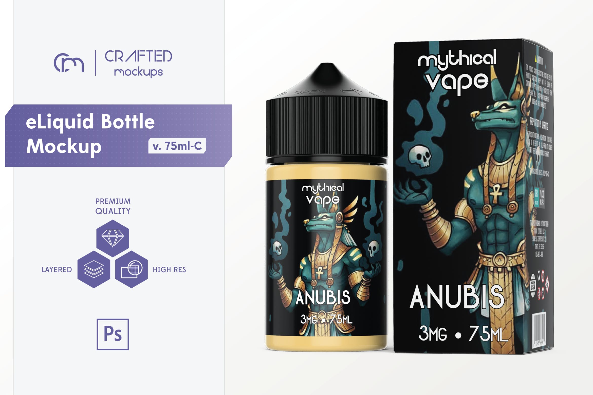 75ml容量电子烟烟油瓶外观设计样机模板 eLiquid Bottle Mockup v. 75ml-C插图