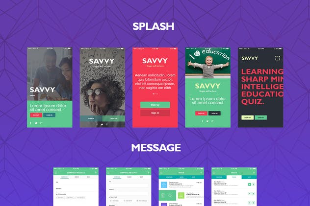 学习教育培训主题 APP UI 套件 Savvy UI Kit插图(1)
