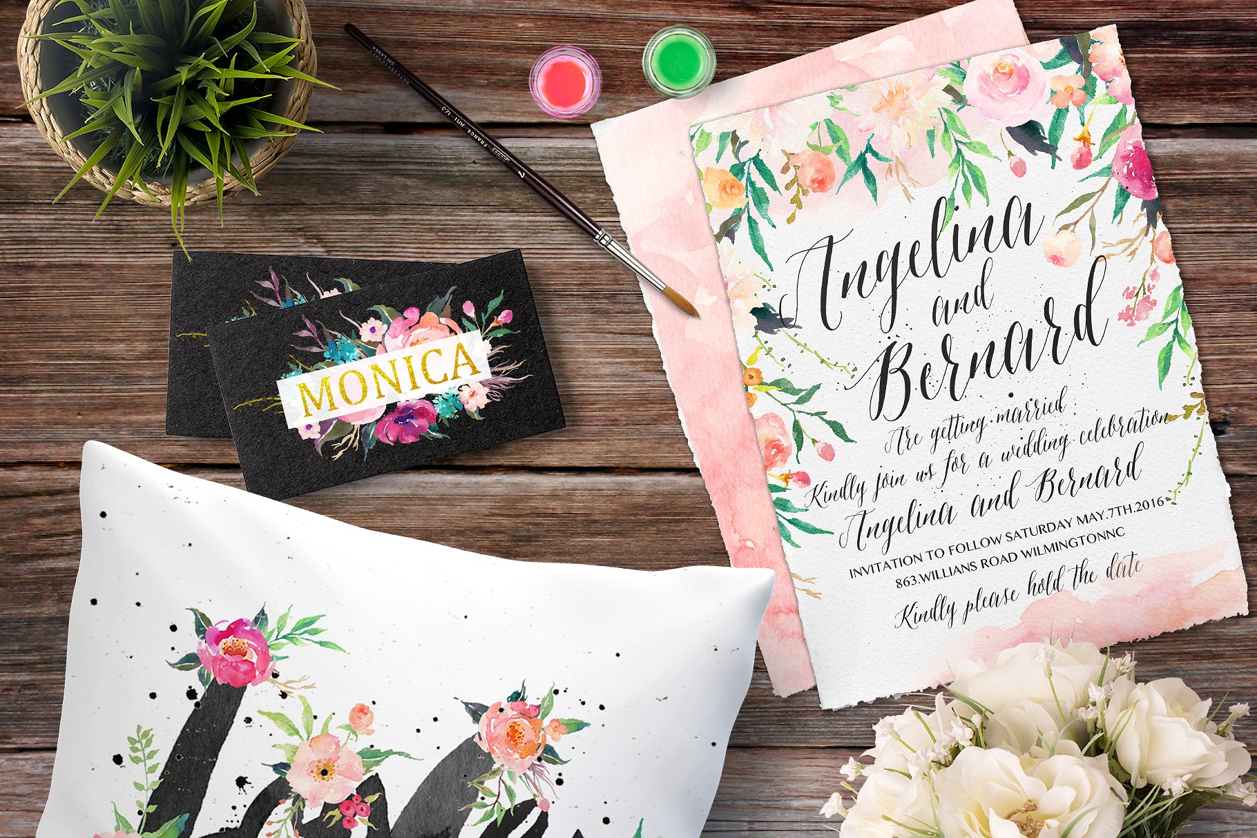 手绘水彩DIY素材包 Watercolor  DIY pack Vol.4插图(4)