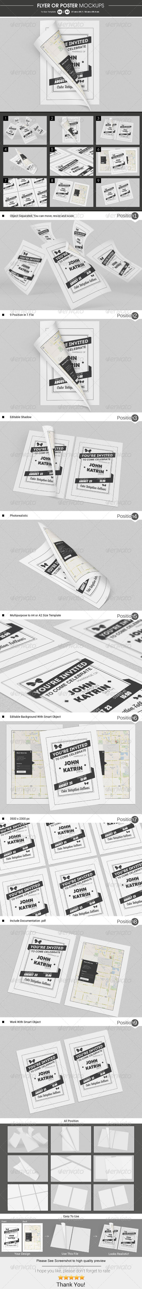 真实的海报展示样机下载 Flyer Poster Mockups [psd]插图