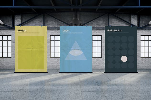 布料质地卷轴广告海报样机模板 The Fabric MockUp插图(3)