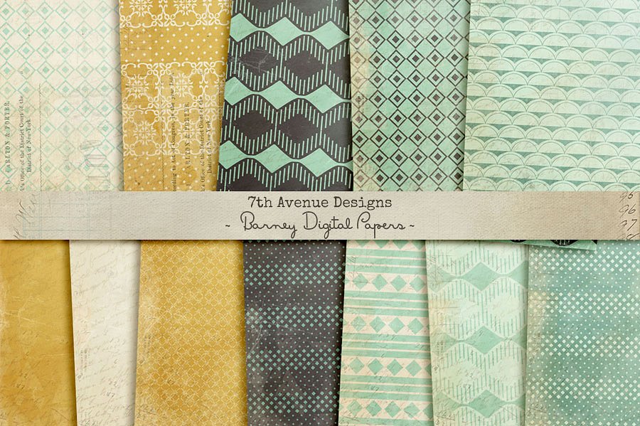 花式纹理图案无缝纸质背景 Barney Digital Papers插图