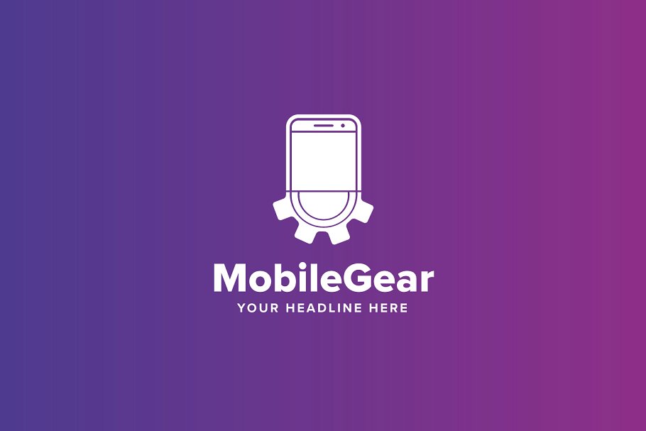 移动齿轮图形机械设备主题 Logo 模板 Mobile Gear Logo Template插图(2)