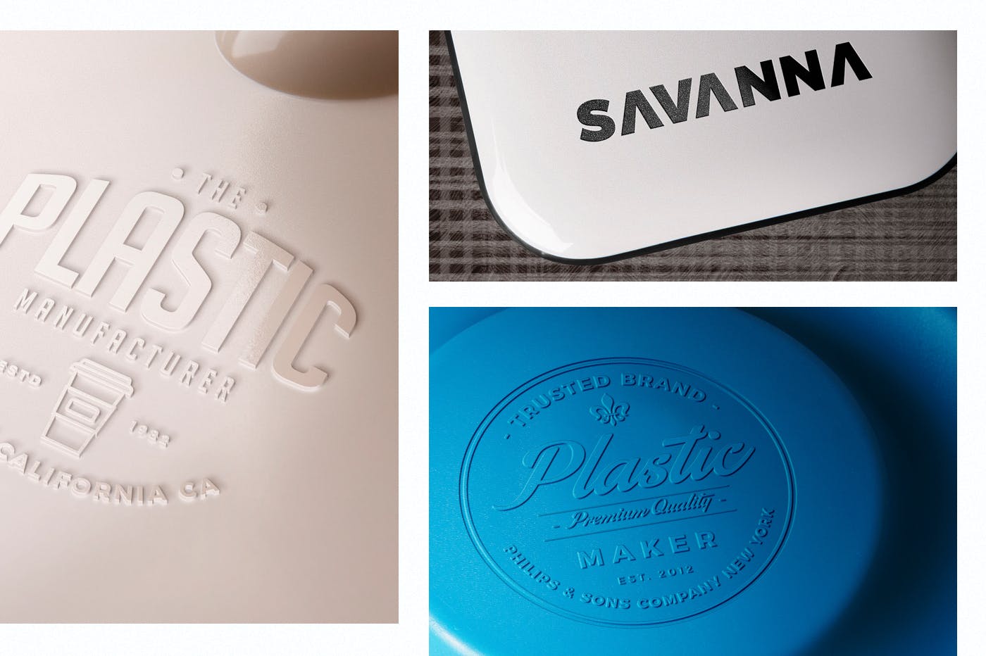 塑胶压印工艺Logo设计效果图样机 Plastic Logo Mockups插图(1)
