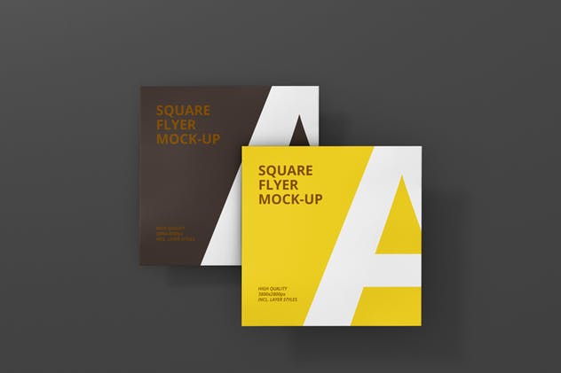 方形企业介绍宣传传单设计PSD样机 Square Flyer Mock-Up插图(4)