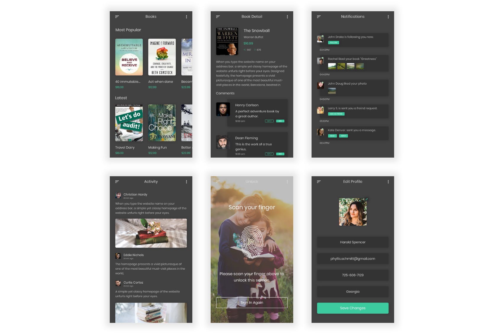 电子书&小说阅读APP应用UI设计PSD模板 Pustak – Book Reading UI Kit for Photoshop插图(11)