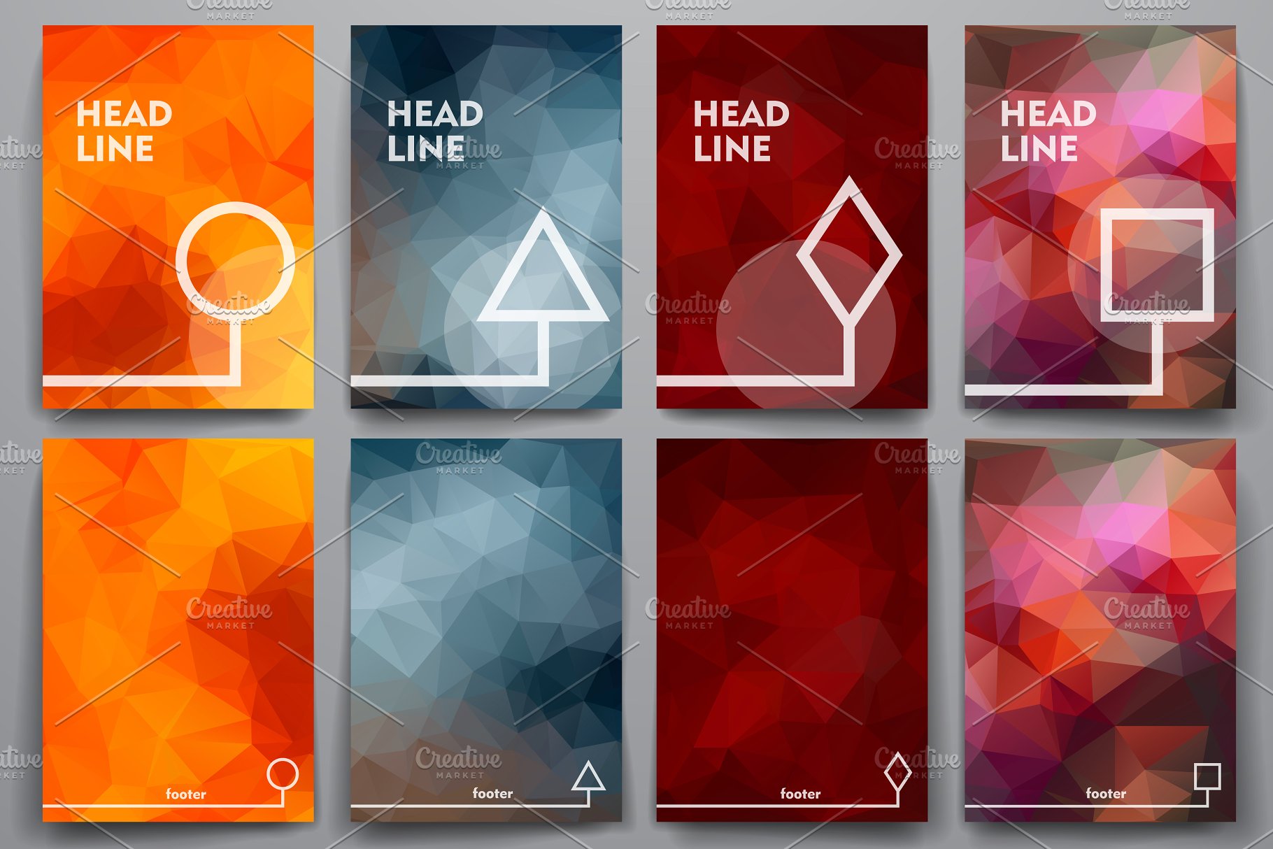 一组抽象几何图型海报宣传册背景 Big Set of Geometrical Templates插图(5)