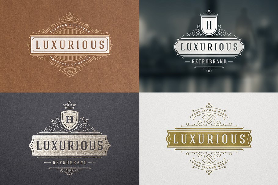 500个复古装饰风格Logo和徽章模板 500 ornaments logos & monograms插图(20)