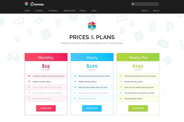 在线教育＆线上培训网站PSD模板 Coursea – Online Tutorials & Courses Template插图(9)